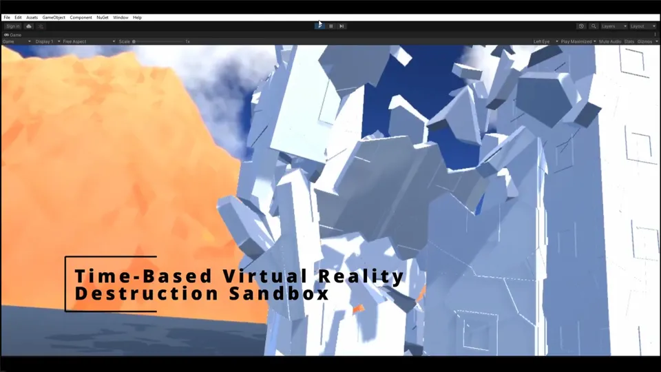 Screenshot of Virtual Reality Destruction gameplay footage.